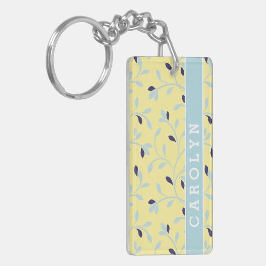 Porte-clés Monogramme floral jaune en pastel girly mignon de (Devant gauche)