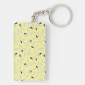 Porte-clés Monogramme floral jaune en pastel girly mignon de (Dos)