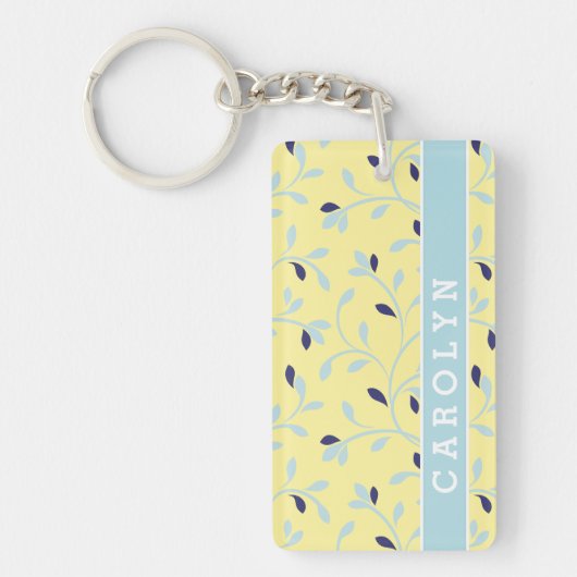 Porte-clés Monogramme floral jaune en pastel girly mignon de (Devant)