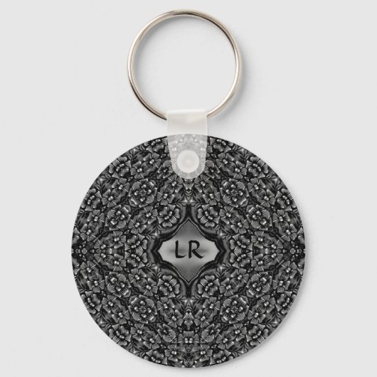 Porte-clés monogramme floral kaléidoscope (Recto)