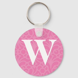 Porte-clés Monogramme floral orné - Lettre W