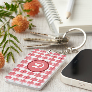 Porte-clés monogramme floral rétro personnalisé mignon