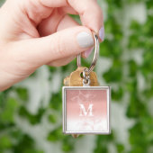 Porte-clés Monogramme floral rose simple (main)