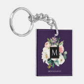 Porte-clés monogramme floral violet (Devant gauche)