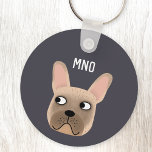 Porte-clés Monogramme français de Bulldog<br><div class="desc">Un joyeux petit chien français de taureau ou français. Idéal pour les amoureux de les chiens. Art original de Nic Squirrell. Modifiez ou supprimez les initiales du monogramme pour personnaliser.</div>