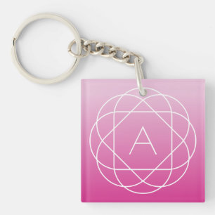 Porte-clés Monogramme géométrique en forme de fleur Ombre d