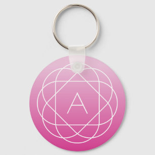 Porte-clés Monogramme géométrique en forme de fleur Ombre d