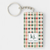 Porte-clés Monogramme Gingham Émeraude Douce (Devant)