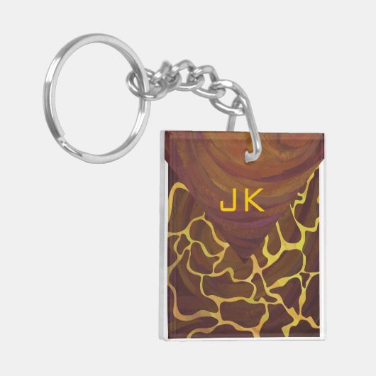 Porte-clés Monogramme Giraffe Brown, Impression Jaune (Devant gauche)