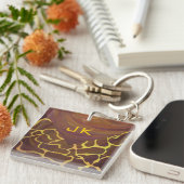 Porte-clés Monogramme Giraffe Brown, Impression Jaune (Devant Droit)