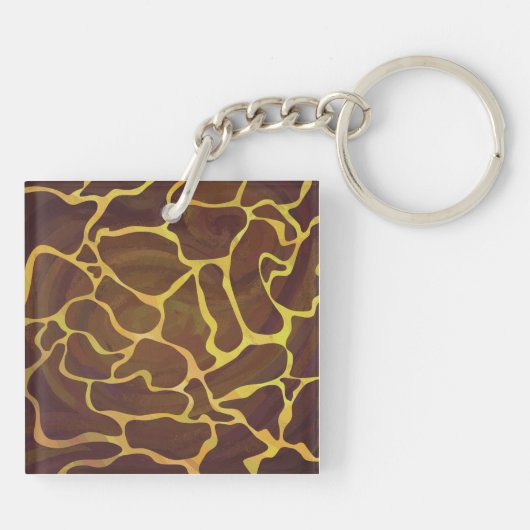 Porte-clés Monogramme Giraffe Brown, Impression Jaune (Dos)