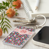 Porte-clés monogramme girly pois unique (Devant droit)