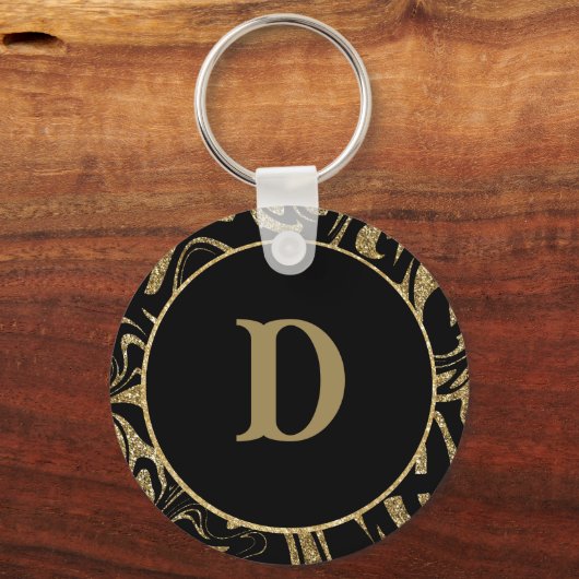 Porte-clés monogramme Gold Parties scintillant Sparkle &noir (Verso)