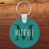 Porte-clés Monogramme gras initial et prénom Turquoise bleu (Recto)