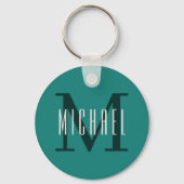 Porte-clés Monogramme gras initial et prénom Turquoise bleu (Verso)