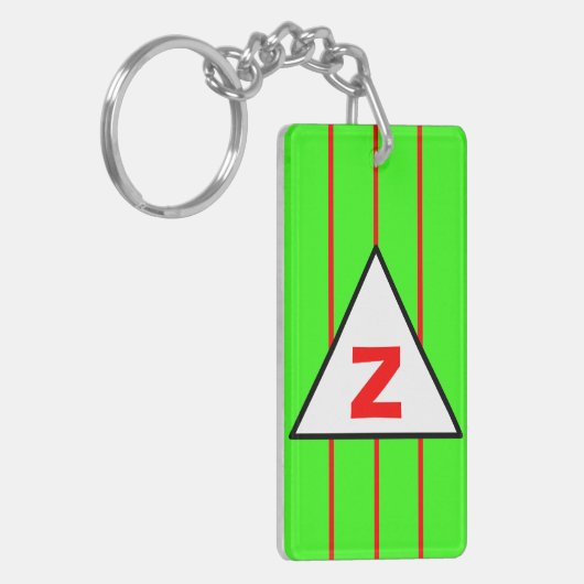 Porte-clés Monogramme Green Red Stripes (Devant gauche)