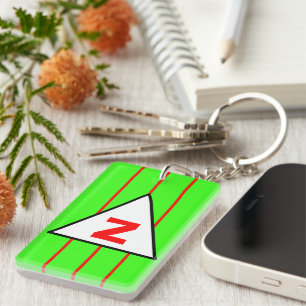 Porte-clés Monogramme Green Red Stripes