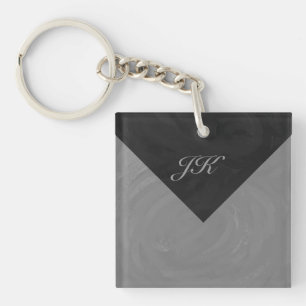 Porte-clés Monogramme gris ardoise
