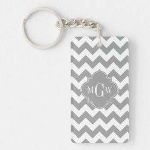 Porte-clés Monogramme gris blanc gris de Chevron DK