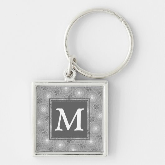 Porte-clés Monogramme gris cercles motif (Devant)