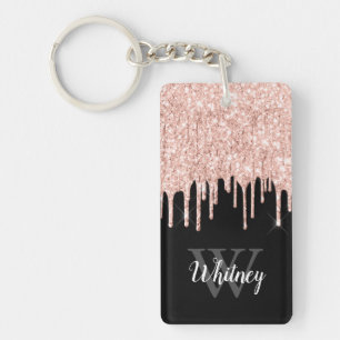 Porte-clés Monogramme Gris Gris Parties scintillant rose Fill