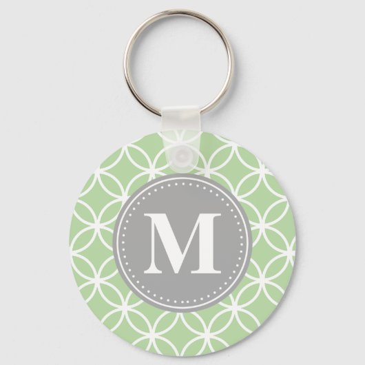 Porte-clés Monogramme gris vert à la menthe des cercles géomé (Recto)