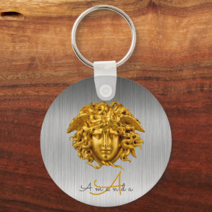 Porte-clés Monogramme Haute Couture Or Medusa Masque Argent