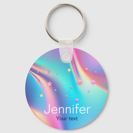 Porte-clés monogramme holographique chic étoiles monogramme (Recto)