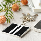 Porte-clés Monogramme Hommes à rayures noir et blanc (Côté)