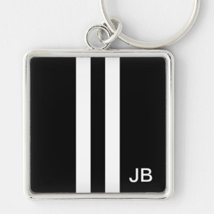 Porte-clés Monogramme Hommes à rayures noir et blanc