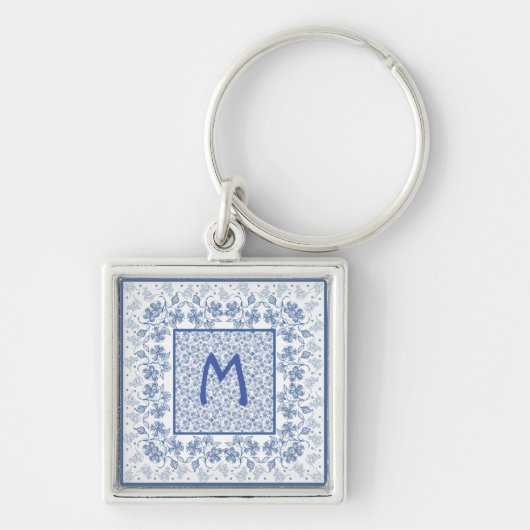 Porte-clés Monogramme Indigo Porte - clé Floral Floral (Devant)