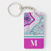 Porte-clés Monogramme Initial Agate Élégant Tendance Luxueux (Devant)