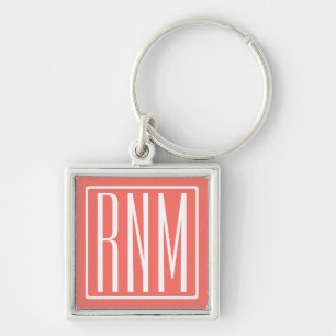 Porte-clés Monogramme initial   Blanc Sur Le Corail