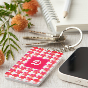 Porte-clés monogramme initial botanique mignon floral personn