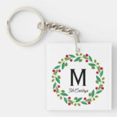 Porte-clés Monogramme initial - couronne de Noël (Devant)