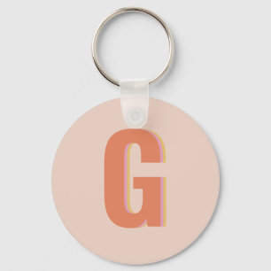 Porte-clés Monogramme initial de la typographie rétro-floue e