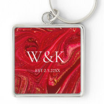Monogramme initial de mariage couple rouge paillet