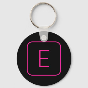 Porte-clés Monogramme Initial De Style Moderne Rose Et Noir