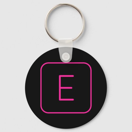 Porte-clés Monogramme Initial De Style Moderne | Rose Et Noir (Recto)