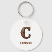 Porte-clés Monogramme Initial en Cuir Marqué de Style Occiden (Recto)