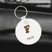 Porte-clés Monogramme Initial en Cuir Marqué de Style Occiden