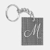 Porte-clés Monogramme initial géométrique noir et blanc (Devant gauche)