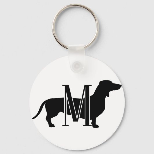Porte-clés Monogramme Initial J'Aime Les Dachshunds Silhouett (Recto)