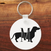 Porte-clés Monogramme Initial J'Aime Les Dachshunds Silhouett (Recto)