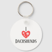 Porte-clés Monogramme Initial J'Aime Les Dachshunds Silhouett (Verso)