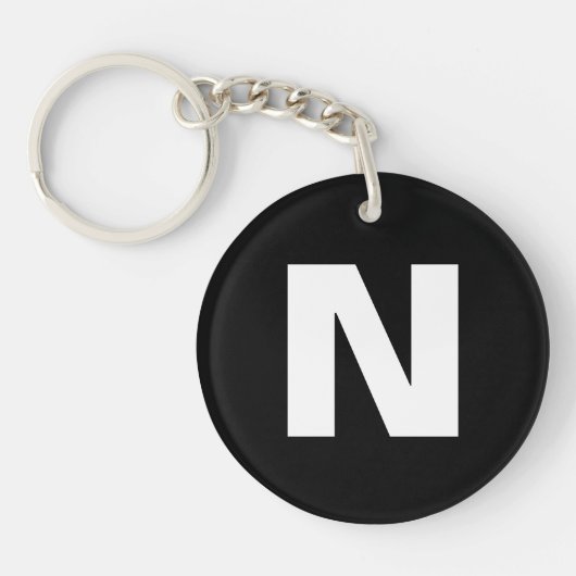 Porte-clés Monogramme Initial | Lettre Moderne Élégante et Te (Devant)