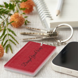 Porte-clés monogramme initial mignon abstrait rouge rétro