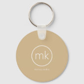 Porte-clés Monogramme Initial Minimal Neutre Beige & Blanc (Verso)