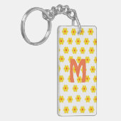 Porte-clés Monogramme initial moderne Marguerites rétro (Devant gauche)