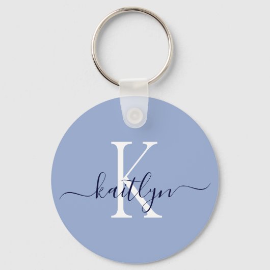 Porte-clés Monogramme Initial Nom Bleu (Recto)